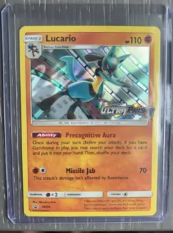 Pokemon TCG Lucario Sun & Moon Ultra Prism Stamped Prerelease Promo SM95 Holo NM - Image 1