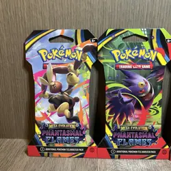 Pokemon Mega Evolution Phantasmal Flames 4 Sleeved Booster Pack Art Set Complete - Image 3