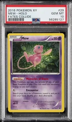 2016 POKEMON XY FATES COLLIDE #29 MEW-HOLO PSA 10 - Image 1