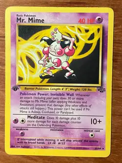 Pokemon 1st Edition Non-Holo Rare Mr. Mime 22/64 Jungle Set 1999 WOTC Vintage HP - Image 1