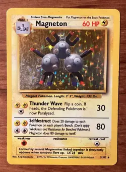 Pokemon TCG Magneton Base Set 9/102 Holo Wizards of the Coast Vintage 1999 - Image 1