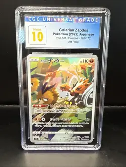 Pokemon CGC 10 Pristine Galarian Zapdos 188/172 AR Art Rare VSTAR Universe s12a - Image 1