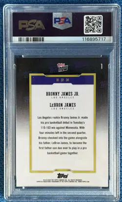 2024 TOPPS NOW LeBron James - Bronny James Father Son Debut PSA 10 - Image 2