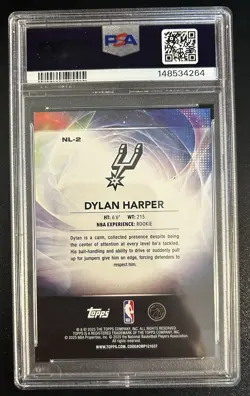 POP 1 Topps 2025-26 No Limit Dylan Harper Gold Rainbow NL-2 Rookie /50 PSA 10 - Image 2