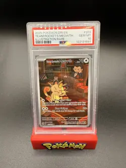 POKEMON PSA 10 2025 SV Destined Rivals Team Rocket's Meowth 203/182 IR - Image 1