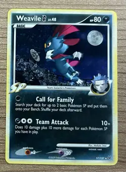 Weavile G 17/127 Holo Rare Team Galactic Platinum 2009 Pokemon Card - Image 1