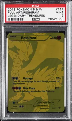2013 POKEMON B&W LEGEND TREASURES #114 FULL ART/RESHIRAM PSA 9 - Image 1