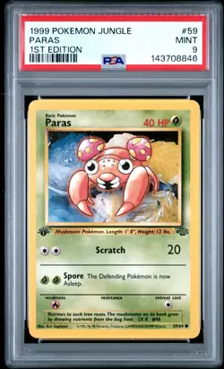 PSA 9 MINT 1999 POKEMON JUNGLE 59 PARAS 1ST EDITION ENGLISH - Image 1