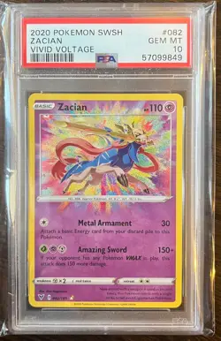PSA 10 Zacian 082/185 Vivid Voltage GEM MINT Pokemon TCG Sword and Shield - Image 1