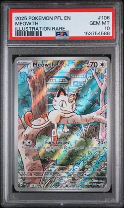POKEMON PFL EN-PHANTASMAL FLAMES ILLUSTRATION RARE MEOWTH PSA 10 NEW CERT 2026 - Image 1