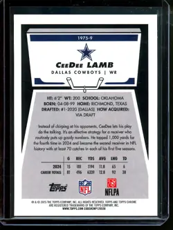 2025 Topps Chrome CeeDee Lamb 1975 Red Refractor /5 Cowboys - Image 2