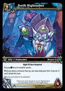 WOW WARCRAFT TCG SCOURGEWAR RARE : SWIFT NIGHTSABER X 4 - Image 1