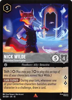 Nick Wilde Persistent Investigator 187/204 Whispers in the Well Disney Lorcana - Image 1