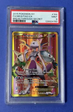 2015 Pokemon XY FA/MewTwo EX Breakthrough Secret #164 PSA 9 MINT - Image 1