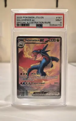 Pokemon PSA 9 Salamence Ex #187 JTG IT Special Illustration Rare 2025 Italiano - Image 1