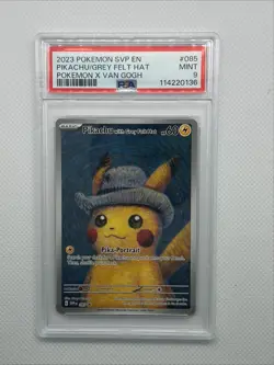 2023 Pokemon X Van Gogh Pikachu With Grey Felt Hat Black Star Promo #085 PSA 9 - Image 1