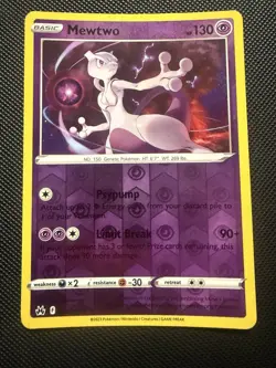 POKEMON TCG: MEWTWO 059/159 CROWN ZENITH REVERSE HOLO CARD LP - Image 1