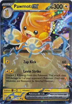 Pawmot ex 073/197 Double Rare Obsidian Flames Pokemon Near Mint - Image 1
