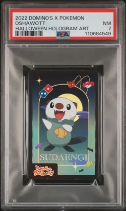 2022 DOMINO'S X POKEMON HALLOWEEN HOLOGRAM ART OSHAWOTT PSA 7 - Image 1