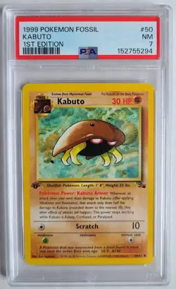 Pokemon Kabuto PSA 7 NM 1st Edition 1999 Vintage Fossil Pokemon Card #50 - Image 1