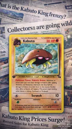 🔥🦀 Pokemon TCG – Kabuto 50/62 – Fossil – 1st Edition – Common – MP - Image 1