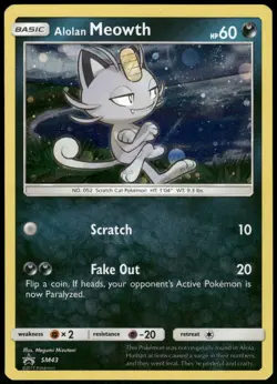 Pokemon Alolan Meowth - Promo SM Promos SM43 NM Holo - Image 1