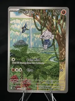 Pokemon Meditite Illustration Rare 153/142 Sv07: Stellar Crown Holo Near Mint - Image 1