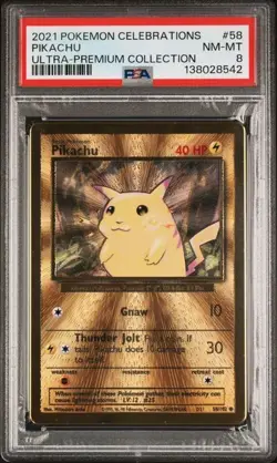 2021 POKEMON CELEBRATIONS ULTRA-PREMIUM COLLECTION #58 PIKACHU ULTRA-PREM PSA 8 - Image 1