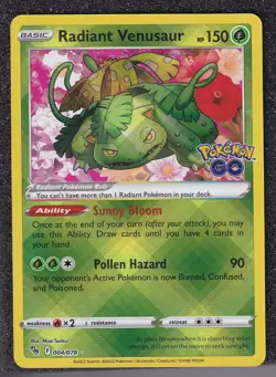 Pokemon TCG Radiant Venusaur 004/078 Holo Sword & Shield Pokemon GO! Near Mint - Image 1