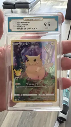 TQG 9.5 MINT+ 2021 Pokemon ENG Pikachu 005/025 R (3) - Image 1