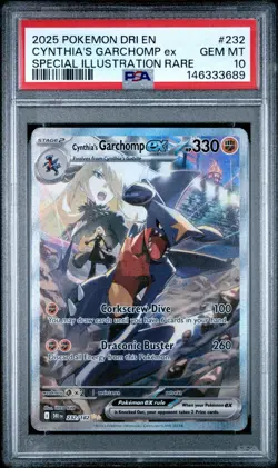 Cynthia's Garchomp ex 232/182 PSA 10 Pokemon 2025 SIR Destined Rivals SV10 - Image 1