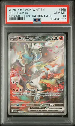 2025 POKEMON WHT EN-WHITE FLARE SPECIAL ILLUSTRATION RARE RESHIRAM EX PSA 10 - Image 1