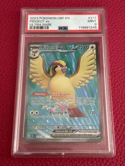 2023 Pokemon TCG OBF FN Pidegot Ex Ultra Rare Obsidian Flames PSA 9 MINT #217 - Image 1