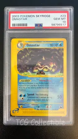 PSA 10 GEM MINT Omastar 23 Rare 2003 Skyridge WOTC Pokemon Card - Image 1
