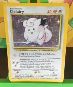 Pokemon TCG Clefairy Base Set Holo Unlimited Rare Card 5/102 DMG - Image 1