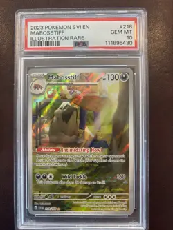 Pokemon TCG Mabosstiff Scarlet & Violet Holo Illustration Rare #198 PSA 10 - Image 1