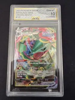 Pokemon TCG Rayquaza VMAX Crown Zenith Card 102/159 AGS 10 - Image 1