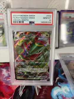 Pokemon TCG Rayquaza VMAX Crown Zenith Card #102/159 PSA 10 - Image 1