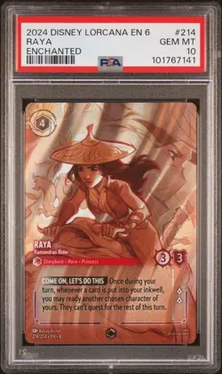 Raya Kumandran Rider Enchanted Holo Card 214/204 PSA 10 Lorcana Ravensburger - Image 1