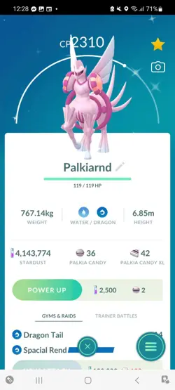 Pokemon Go Legendary Shiny Palkia ( Spacial Rend ) - Image 1