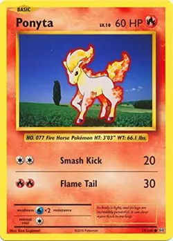 POKEMON CARD PONYTA 19/108 NO 077 FIRE HORSE POKEMON TCG CCG - Image 1