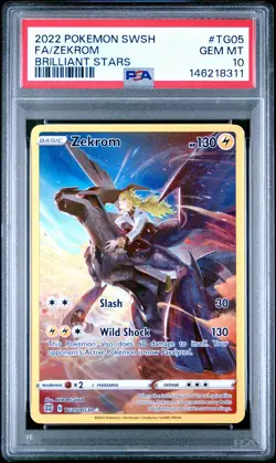 2022 POKEMON SWORD & SHIELD BRILLIANT STARS #TG05 FULL ART/ZEKROM PSA 10 - Image 1