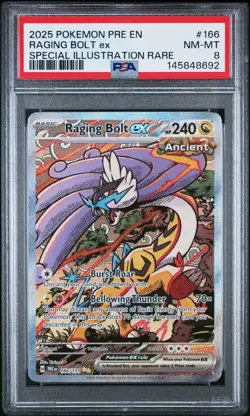 2025 Pokemon Prismatic Evolutions Raging Bolt Ex Special Illustration Rare PSA 8 - Image 1