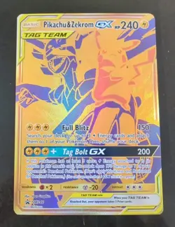 ⭐ Pokemon Pikachu & Zekrom GX Black Star Promo Card SM248 Full Art LP Tag Team - Image 1