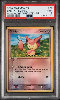 CARTE POKEMON SKITTY 70/109 HOLO REVERSE - EX RUBIS SAPHIR - PSA 9 - ASMODEE - Image 1