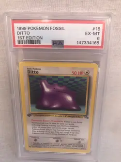 PSA 6 WOTC 1999 1st Edition Fossil Ditto 18/62 Non Holo Rare Card EX-MT - Image 1