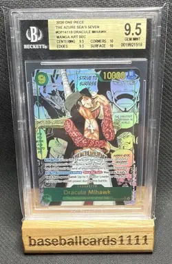 2026 One Piece Dracule Mihawk Secret Rare Manga Art #OP14-119 BGS 9.5 P2 - Image 1