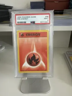 1999 Pokemon Base Set Fire Energy Card 98/102 PSA 9 Mint - Image 1