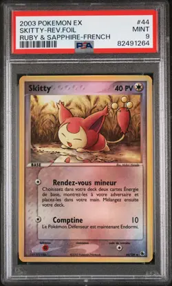 CARTE POKEMON SKITTY 44/109 HOLO REVERSE - EX RUBIS SAPHIR - PSA 9 - ASMODEE - Image 1