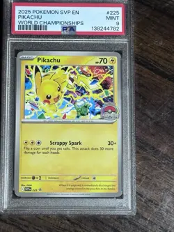 Pikachu - 225 (World Championship 2025) Scarlet & Violet Promo Cards psa 9 - Image 1